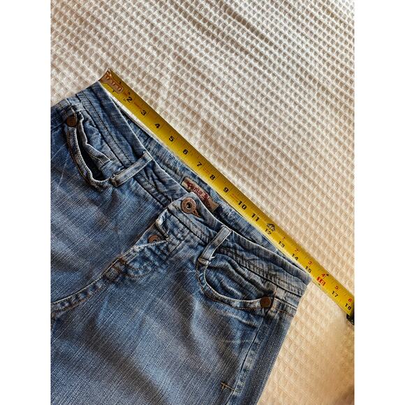 VTG Paris Blue Y2K Western Boho Style Mini Medium Wash Denim Skirt Size 7 - Picture 5 of 14